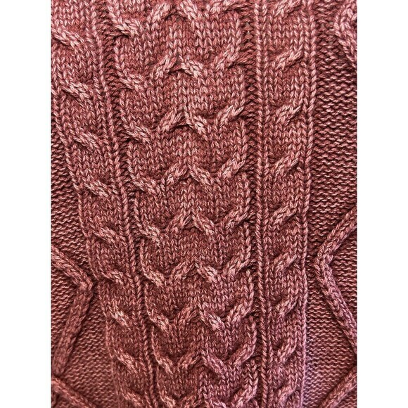 NATURAL REFLECTIONS Burgundy Acid Washed V-neck Cable Knit Sweater Medium - Picture 2 of 8